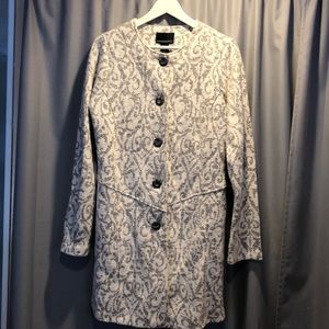 Cynthia Rowley White & Gray Long Dress Jacket